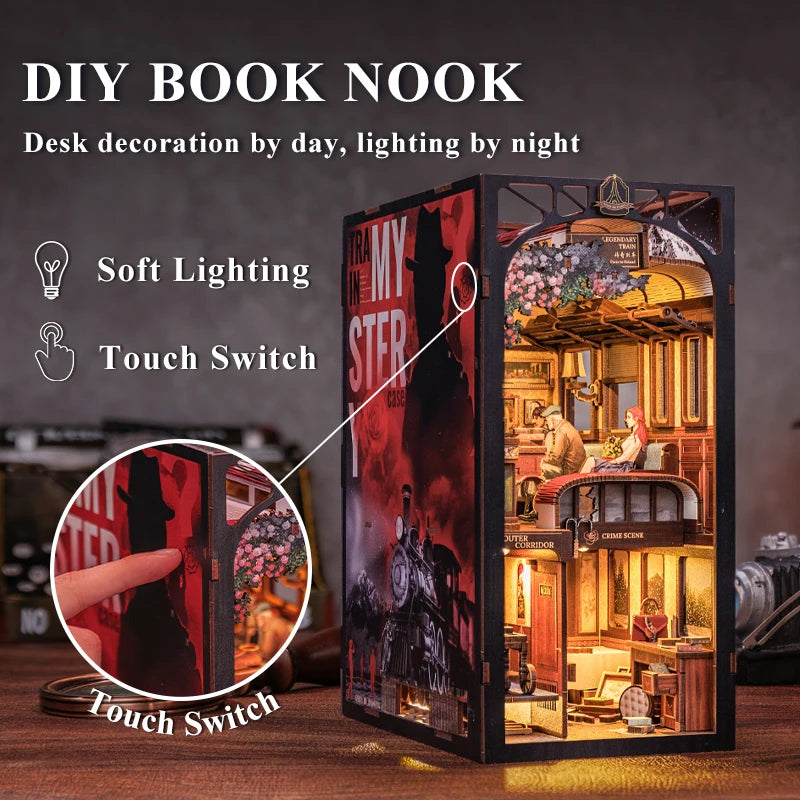 CUTEBEE Book Nook Kit DIY Doll House with LED Light Bookshelf Insert Eternal Bookstore Model Collection Series For Birthday Gift