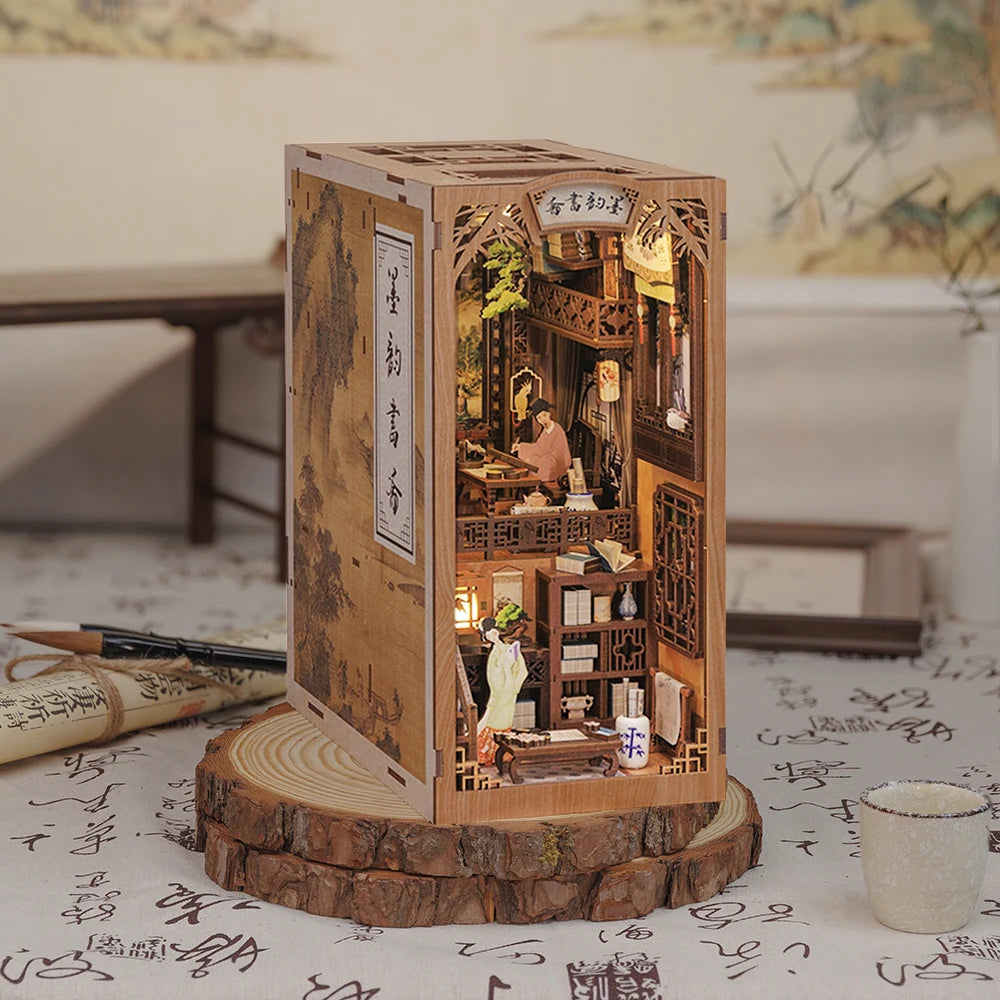 CUTEBEE Book Nook Kit DIY Doll House with LED Light Bookshelf Insert Eternal Bookstore Model Collection Series For Birthday Gift