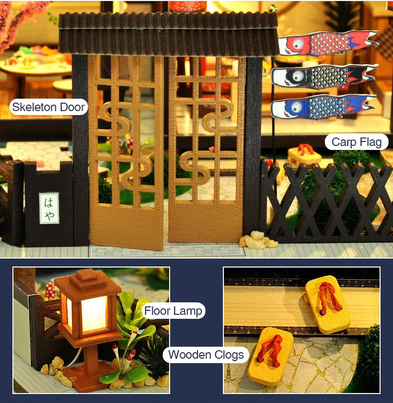 Cutebee Super Mini Wooden Doll House Mini Sakura Garden House Furniture Building Kit Toys for Children Gifts