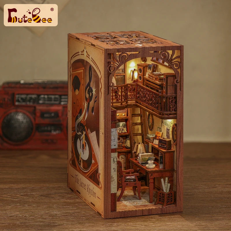 CUTEBEE Book Nook Kit DIY Doll House with LED Light Bookshelf Insert Eternal Bookstore Model Collection Series For Birthday Gift