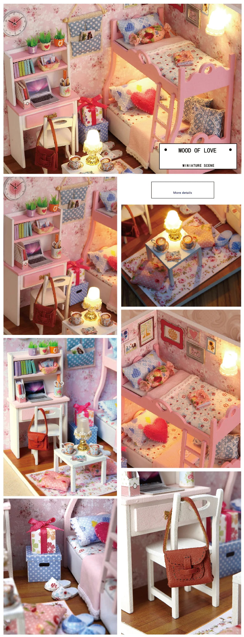 CUTEBEE Wooden Doll House 1:24 Handmade Miniature Doll House Model Building Kits Toy with Furniture For Children Adult Xmas Gift