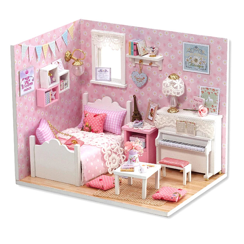 CUTEBEE Wooden Doll House 1:24 Handmade Miniature Doll House Model Building Kits Toy with Furniture For Children Adult Xmas Gift