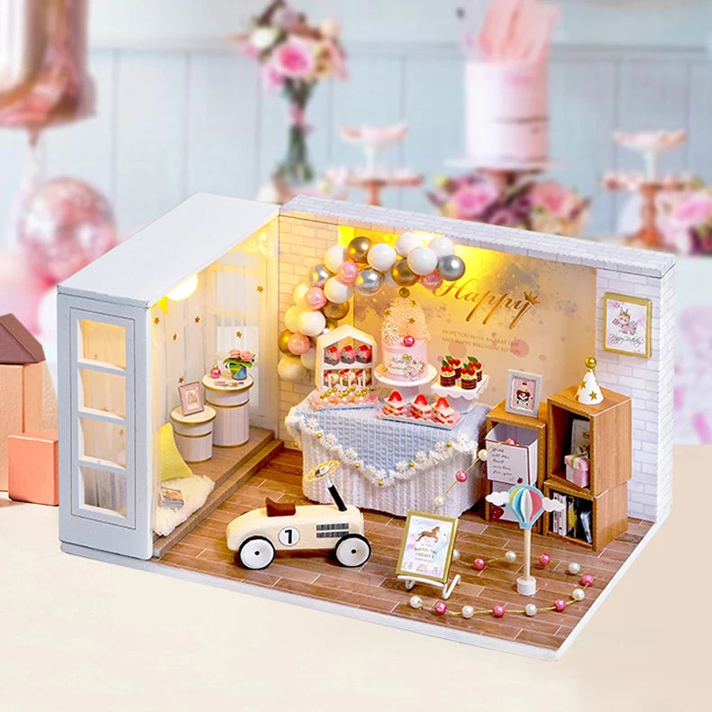 CUTEBEE Wooden Doll House 1:24 Handmade Miniature Doll House Model Building Kits Toy with Furniture For Children Adult Xmas Gift