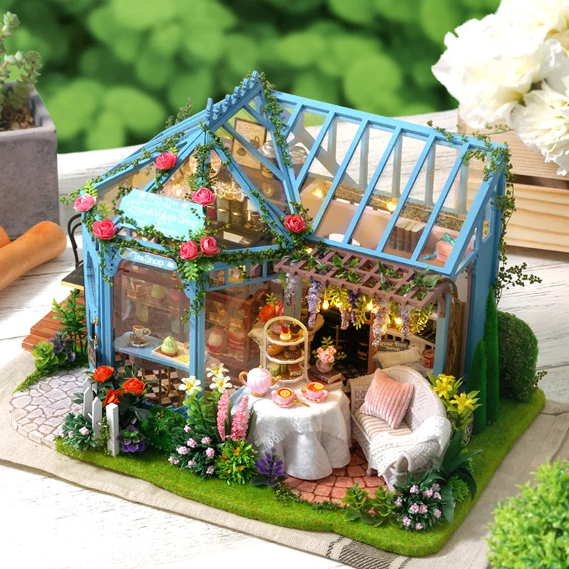 CUTEBEE-DIY Wooden Doll House Kit, Modern Miniature Dollhouse with Furniture Lights, Magic Roombox Toys, Birthday Gift