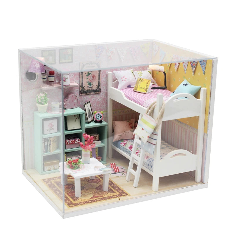 CUTEBEE Wooden Doll House 1:24 Handmade Miniature Doll House Model Building Kits Toy with Furniture For Children Adult Xmas Gift