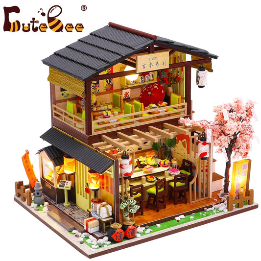 Cutebee Miniature Dollhous Japanese Style Doll House Accessories Furniture Miniatures Building Mini Wooden Roombox Toy Gift