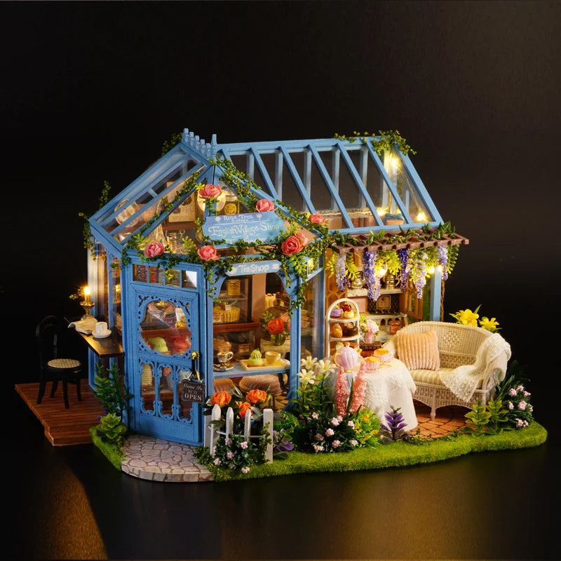 CUTEBEE-DIY Wooden Doll House Kit, Modern Miniature Dollhouse with Furniture Lights, Magic Roombox Toys, Birthday Gift