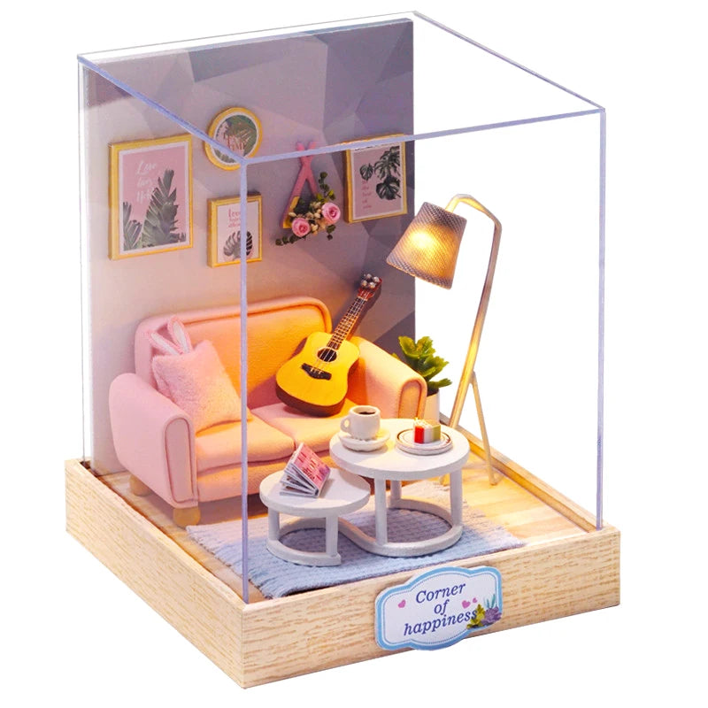 CUTEBEE Wooden Doll House 1:24 Handmade Miniature Doll House Model Building Kits Toy with Furniture For Children Adult Xmas Gift