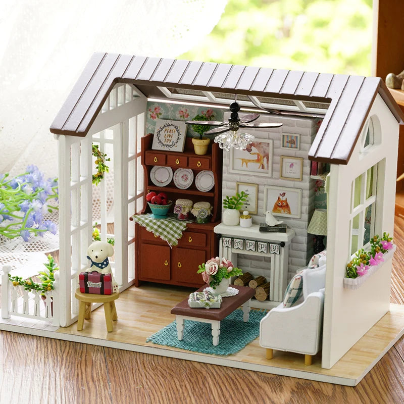 CUTEBEE Doll House Miniature DIY Dollhouse With Furnitures Wooden House Toys For Children  Holiday Times Z009