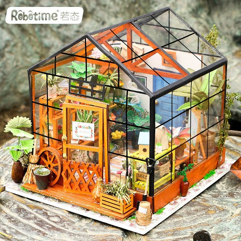 Assembled Toys DG104 Kathy's Green House 3D Wooden Puzzles DIY Miniature House Kit