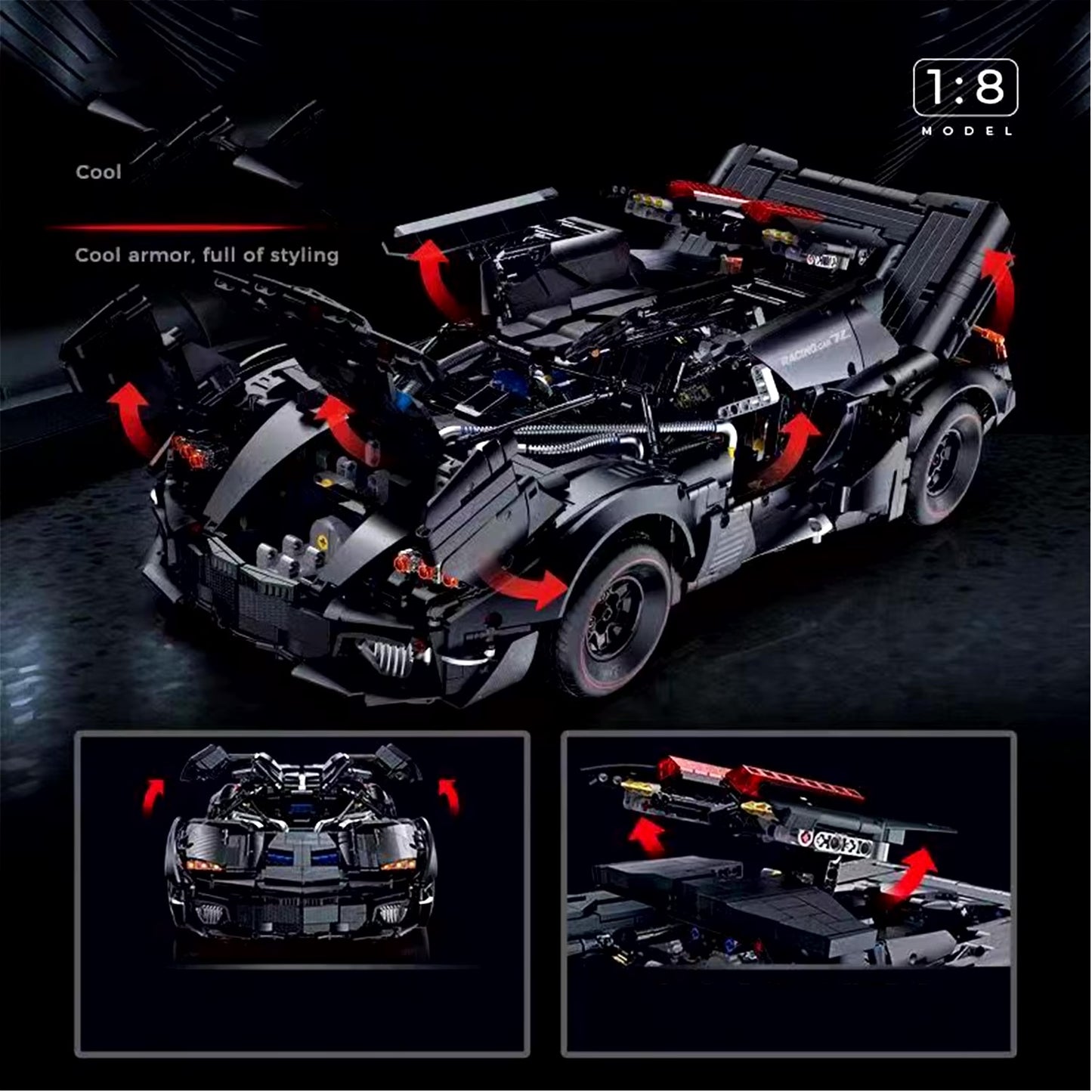 Creative toys black 4290 pcs Lanbojini Armored blocks Compatible with Technic Racing Car Building Blocks toys